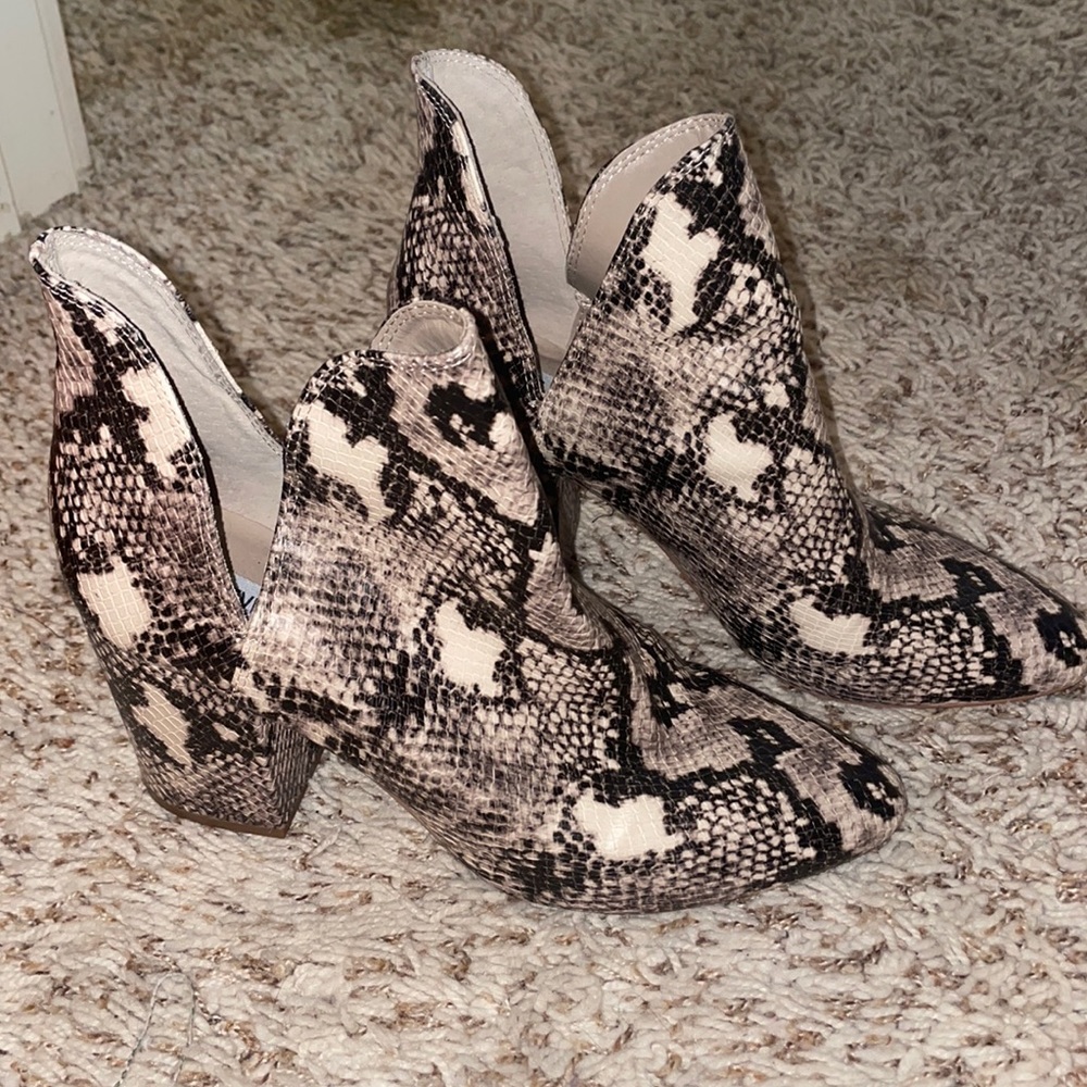 Snakeskin booties